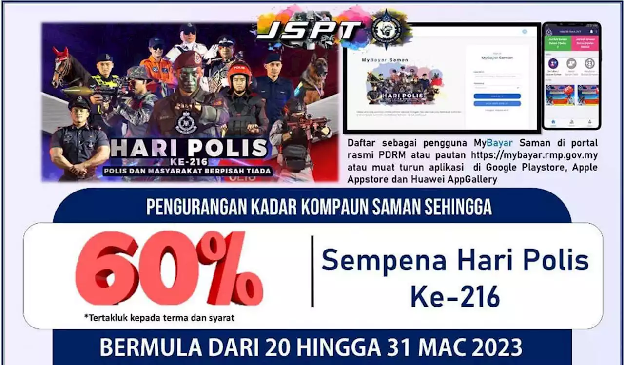 PDRM 60% saman discount till Mar 31, online payment - paultan.org