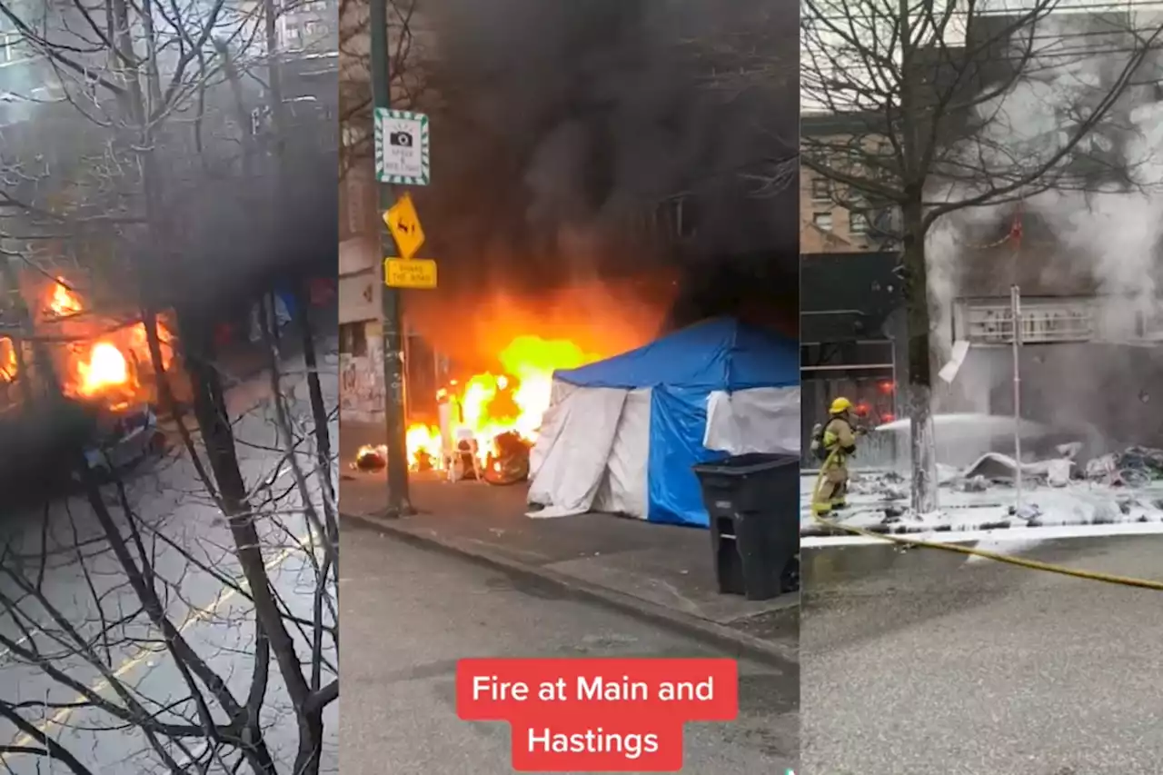 Video captures moment propane tank explodes in tent in Vancouver's Downtown Eastside