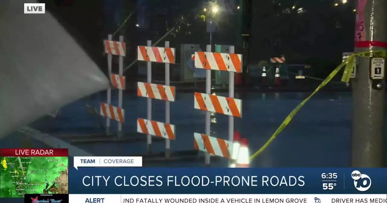 City of San Diego closes flood-prone roads as heavy rain hits county