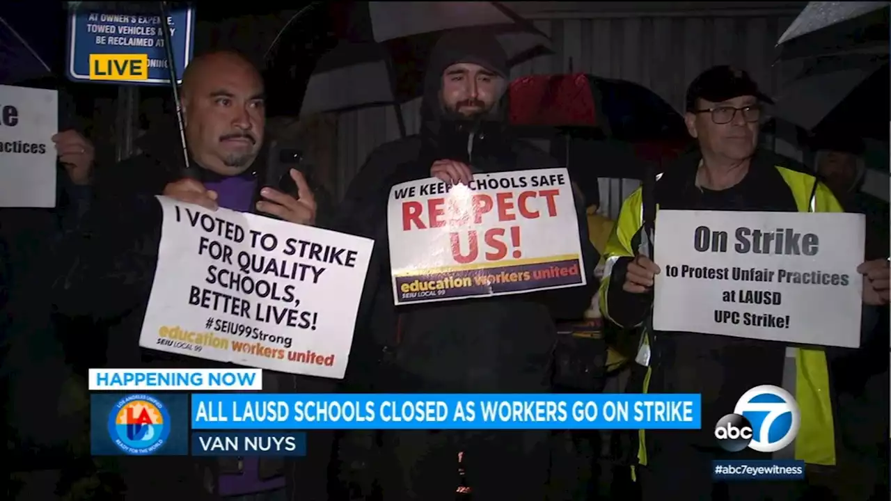 All LAUSD schools shut down Tuesday as thousands of union workers begin 3-day strike