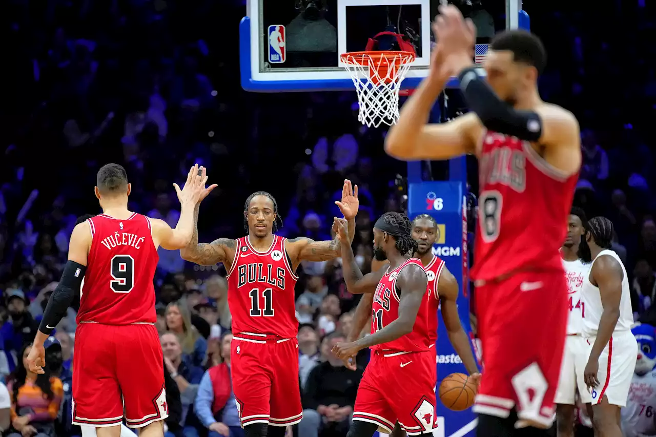 Bulls go to double overtime again, finally get first win over Embiid