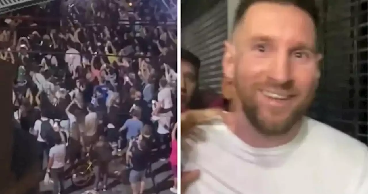 Messi fue a comer a una parrilla y una multitud se reunió para verlo