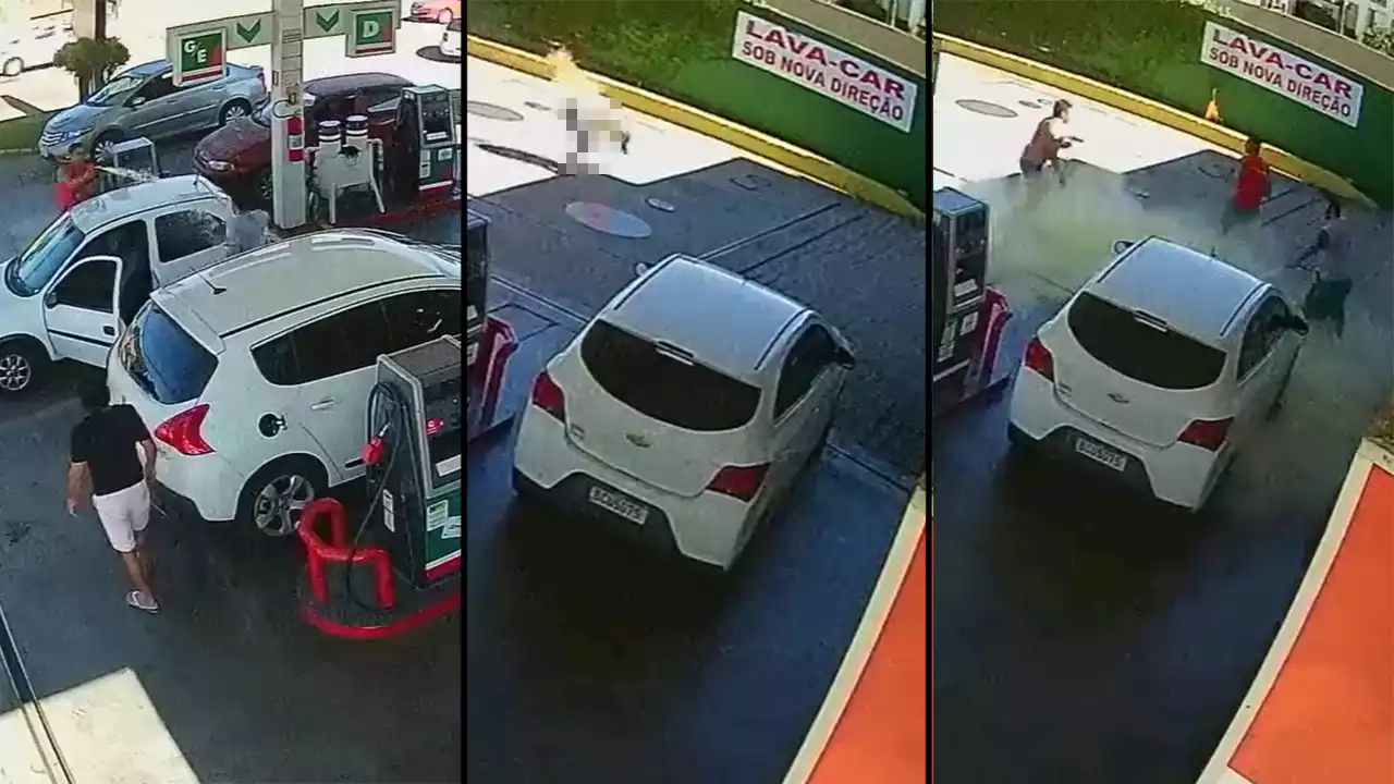 [VIDEO] Empleado roció con combustible a un cliente y le prendió fuego