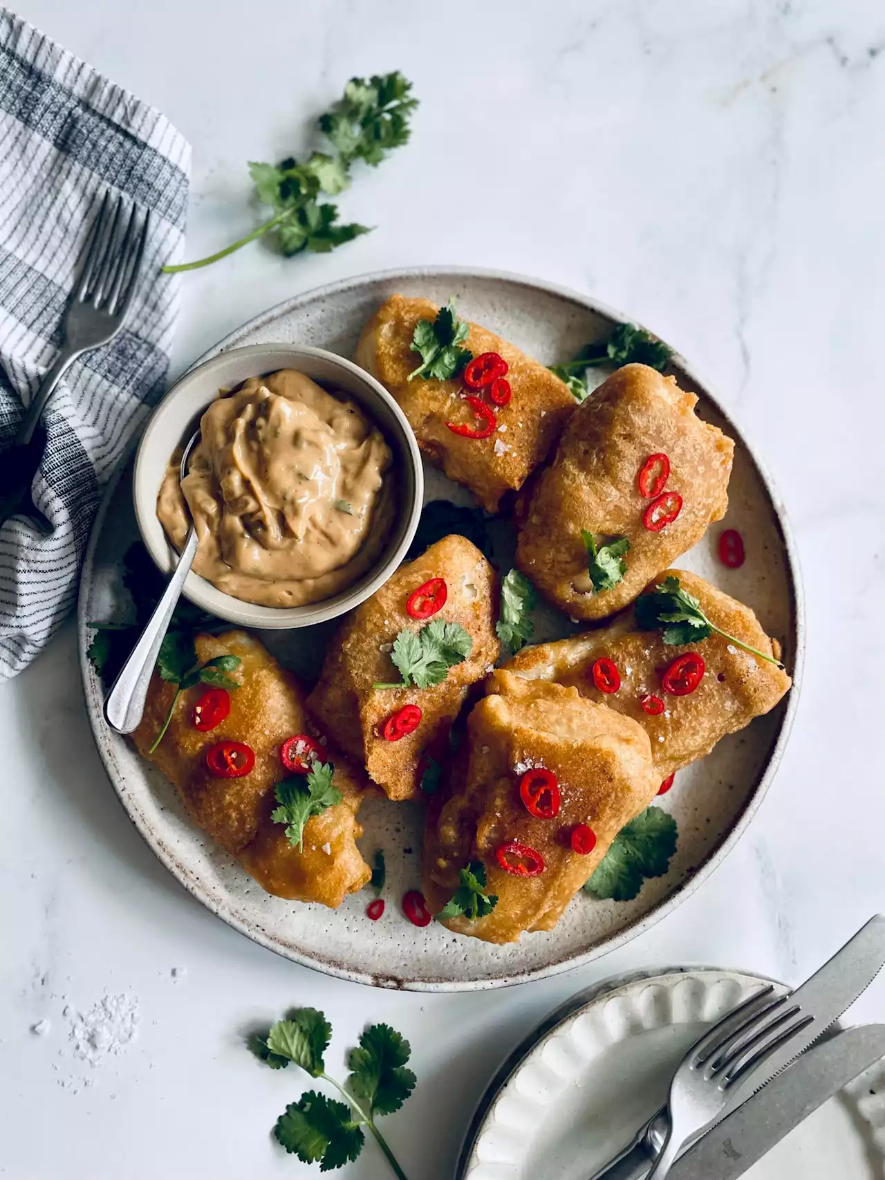 Crispy Battered Cod with Creamy Hoisin Tartar Sauce