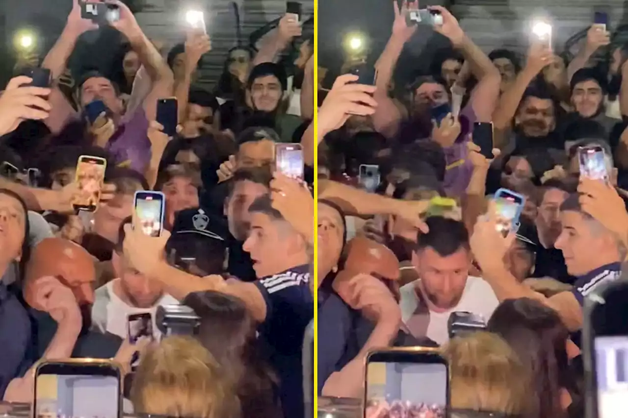 Lionel Messi mobbed in Argentina as the World Cup hero tries to leave restaurant