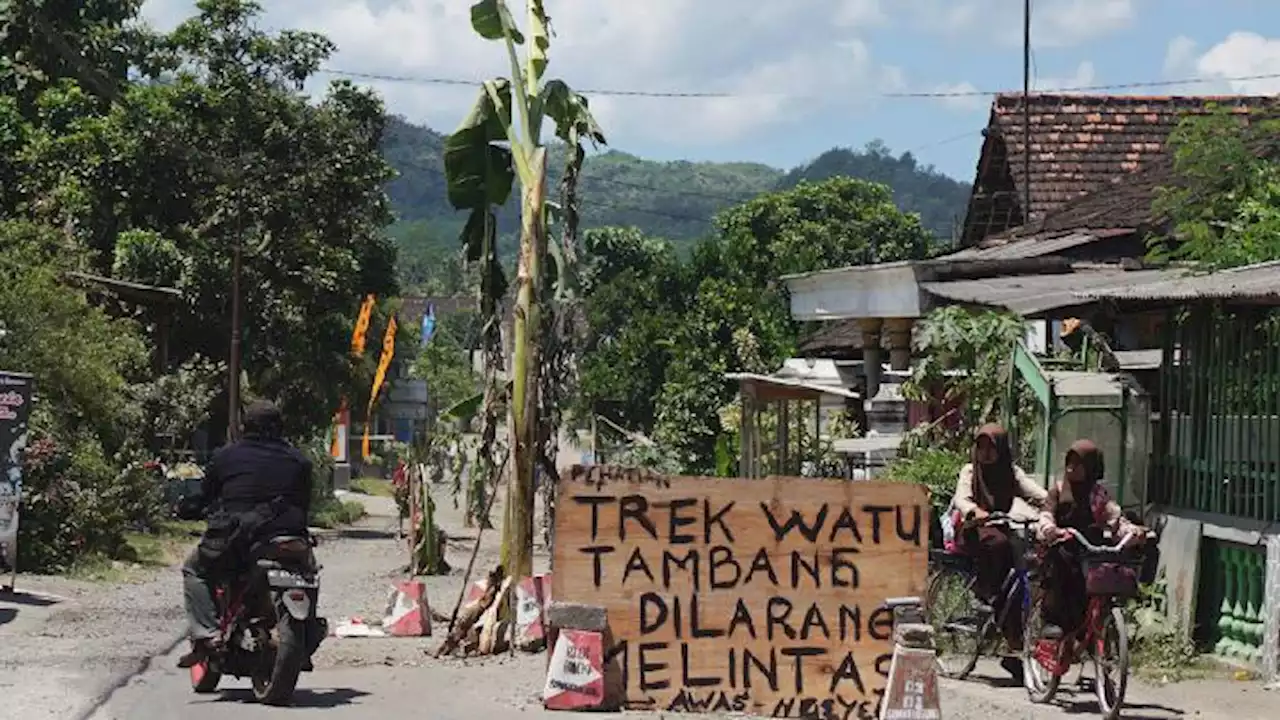 Tuntut Perbaikan Jalan Rusak, Warga Tanam Pohon di Tengah Jalan