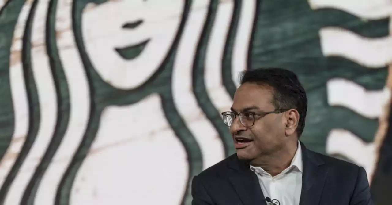 Starbucks' new CEO Laxman Narasimhan takes his seat