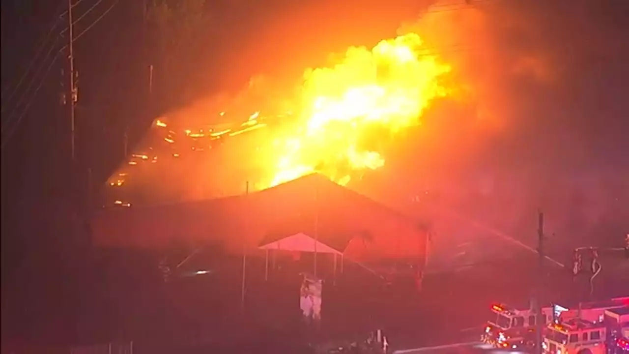 Large flames engulfing church in northwest Harris County