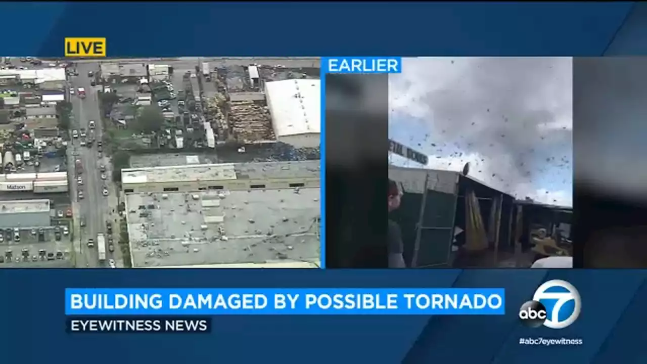 LIVE: Tornado rips off the roofs of buildings in Montebello, injures 1 person