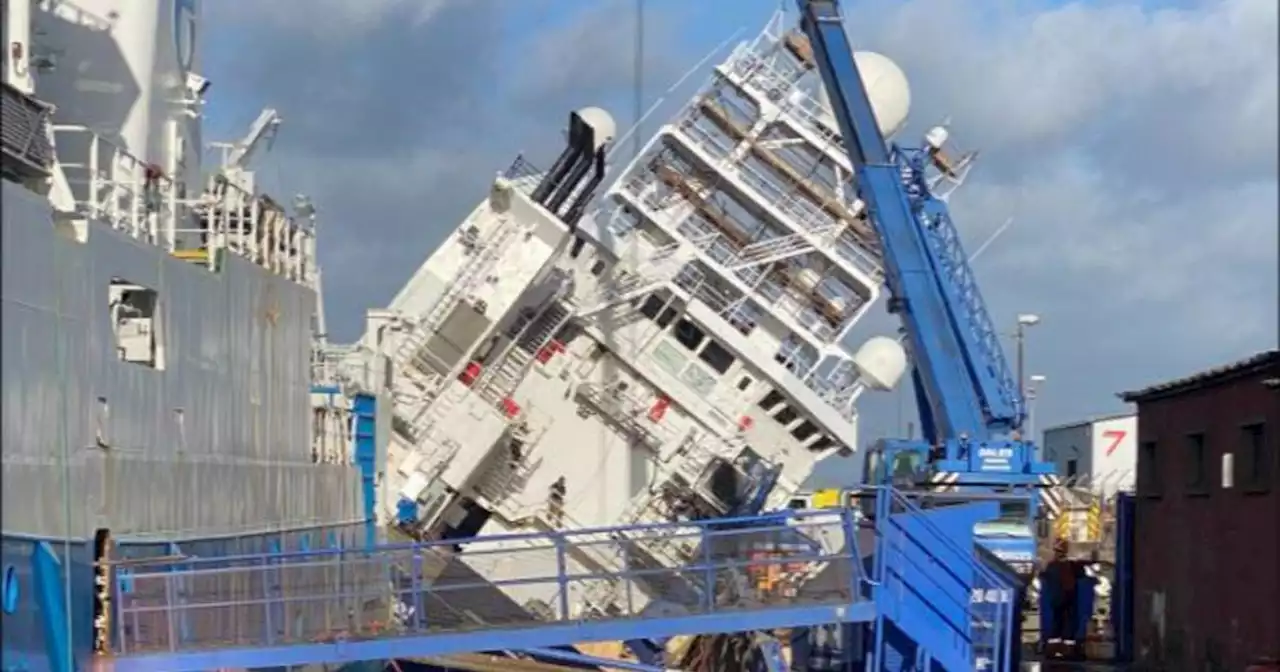 Ship in Scotland tips over in dry dock, injuring more than two dozen people