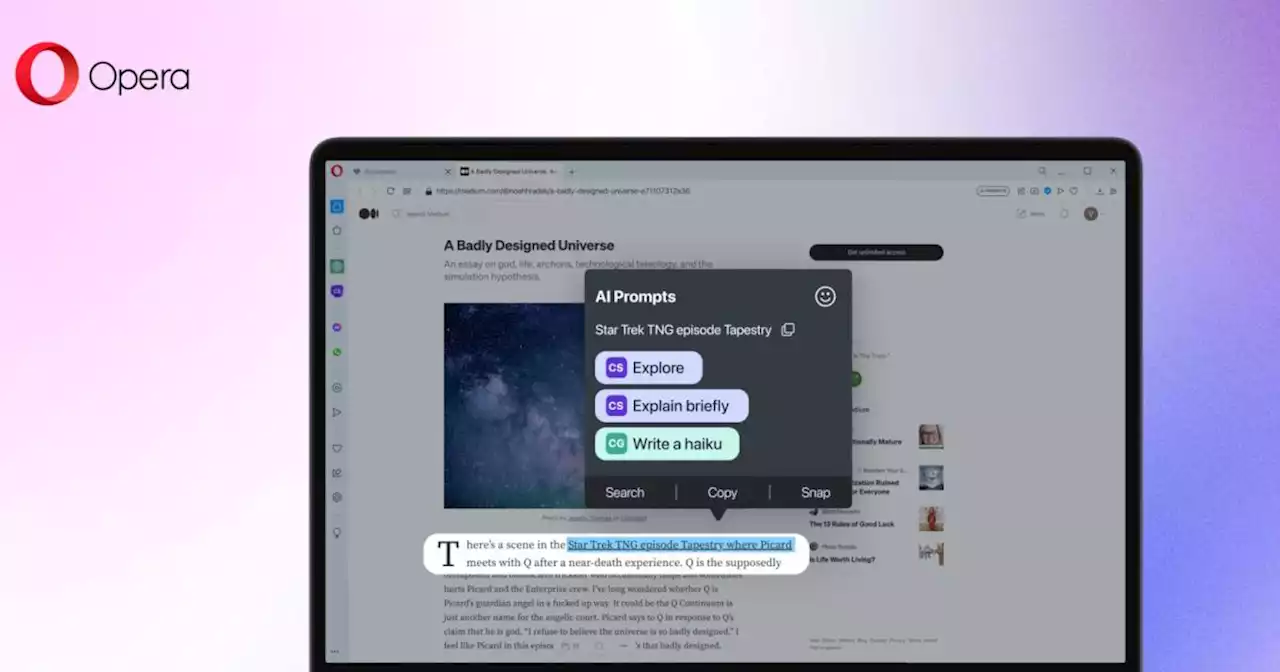 Opera adds ChatGPT and AI prompts into its browser | Engadget