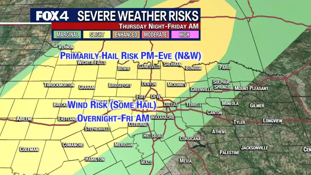 Slight chance of severe storms, hail Thursday into Friday