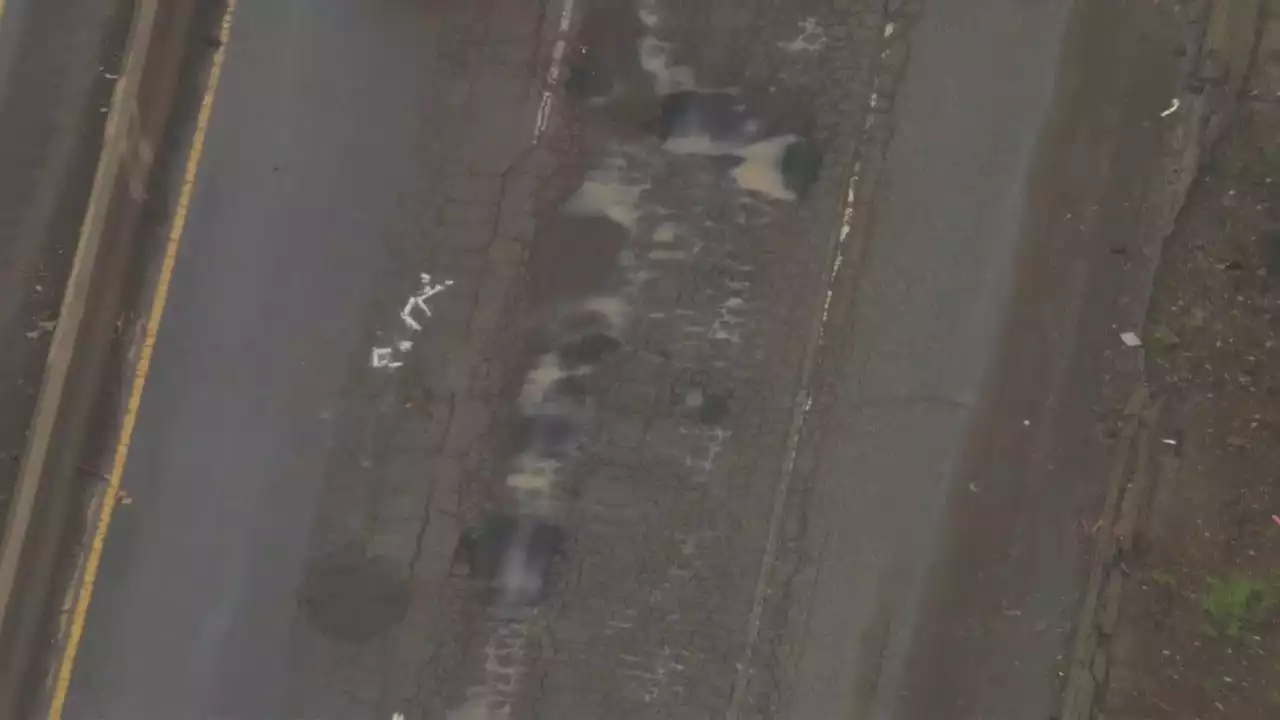 VIDEO: Potholes shut down Pomona freeway