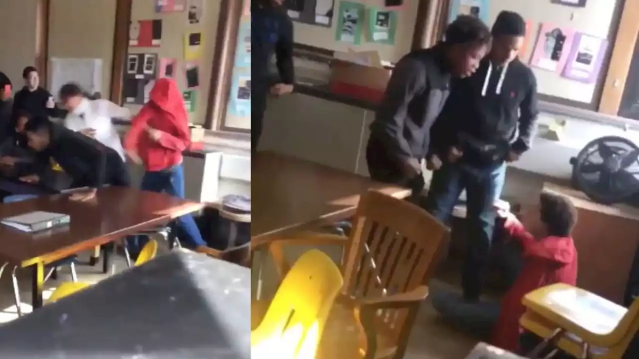 VIDEO: un joven alumno defendió a su maestra que fue golpeada por otro adolescente