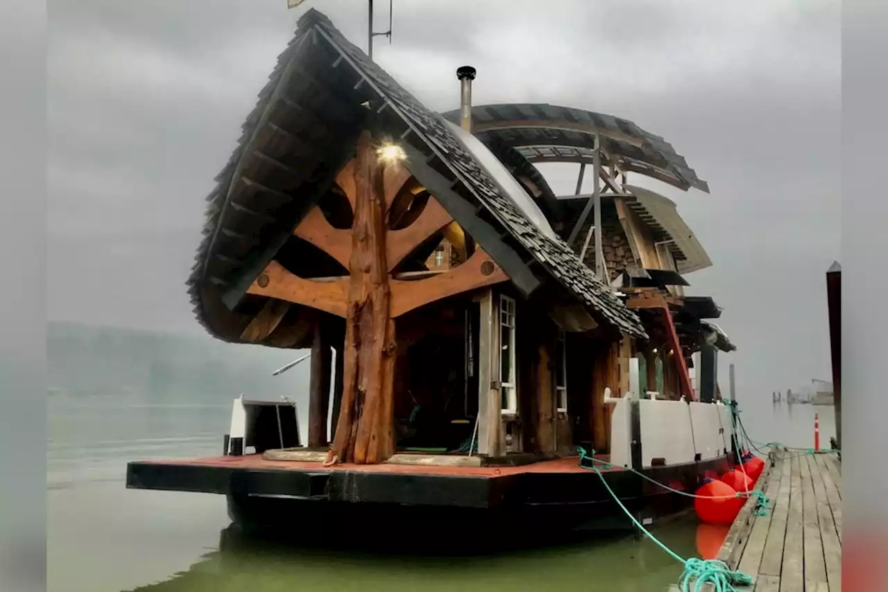 'One of a kind': Handcrafted log float home for sale in B.C.