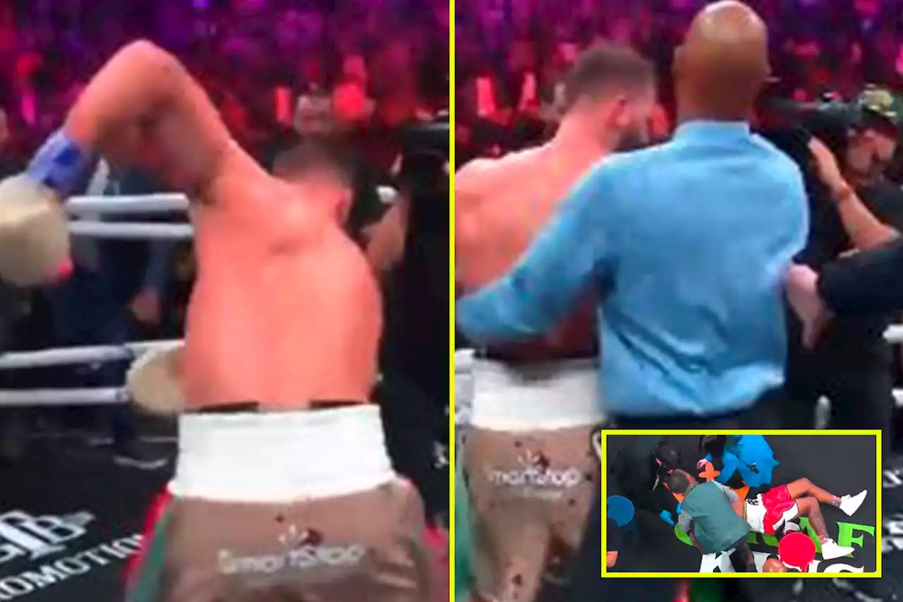 Caleb Plant was tackled by ref for grave digging celebration after savage KO