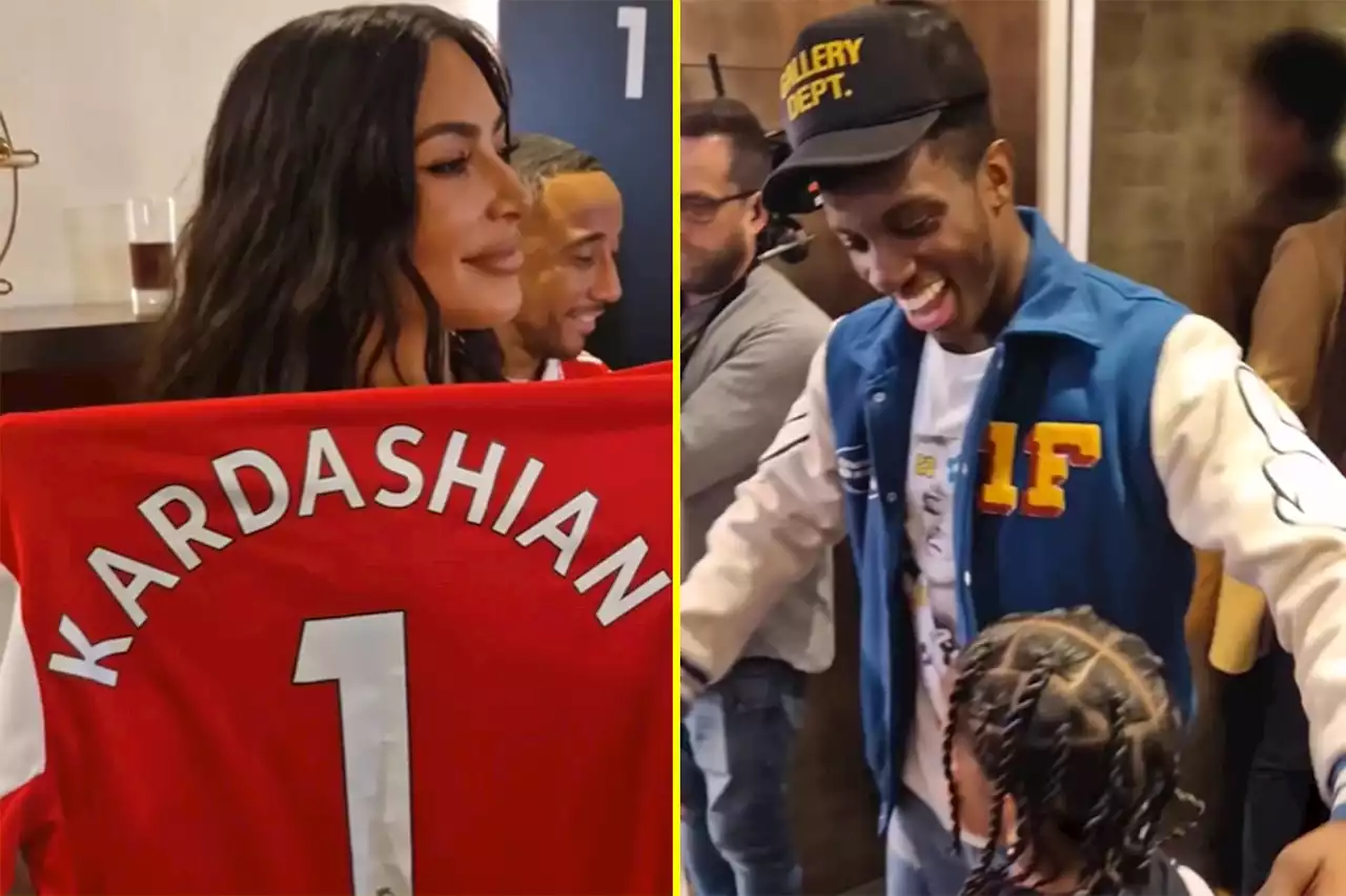 Kim Kardashian given Arsenal shirt as she and Saint West meet Gunners striker during visit