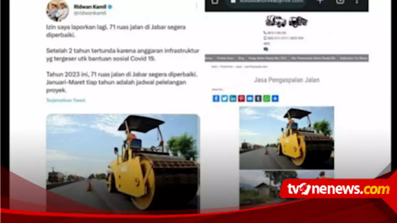 Viral Ridwan Kamil Ketahuan Pakai Foto Lama Perbaikan jalan, Tuai Komentar Pedas Netizen