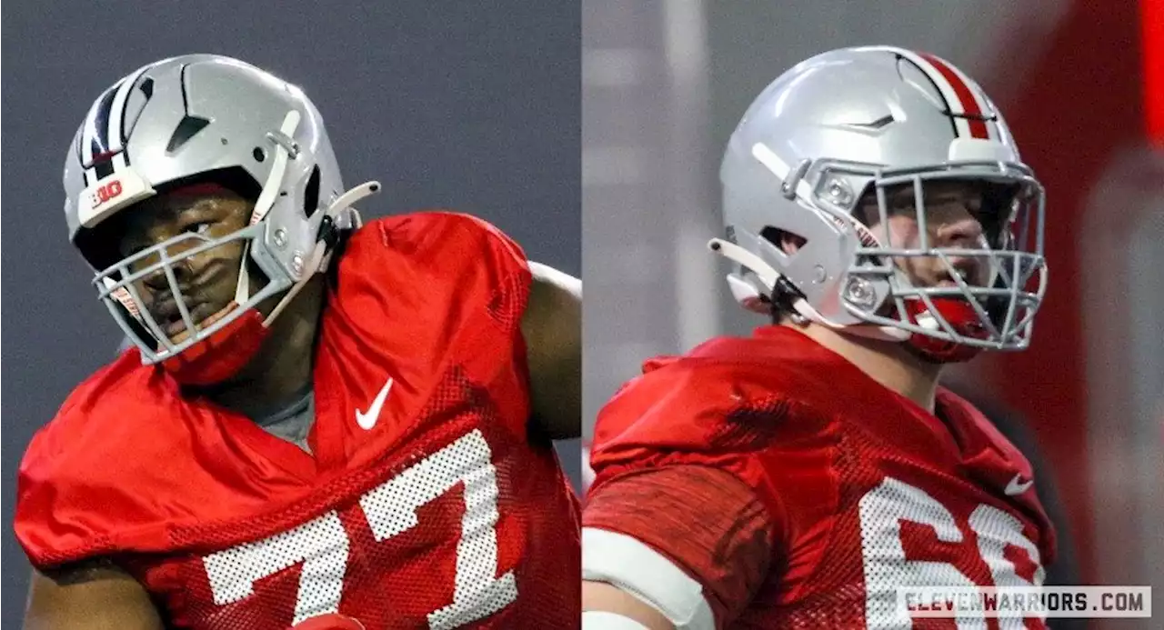 Redshirt Freshman Offensive Linemen Tegra Tshabola and George Fitzpatrick Shed Black Stripes