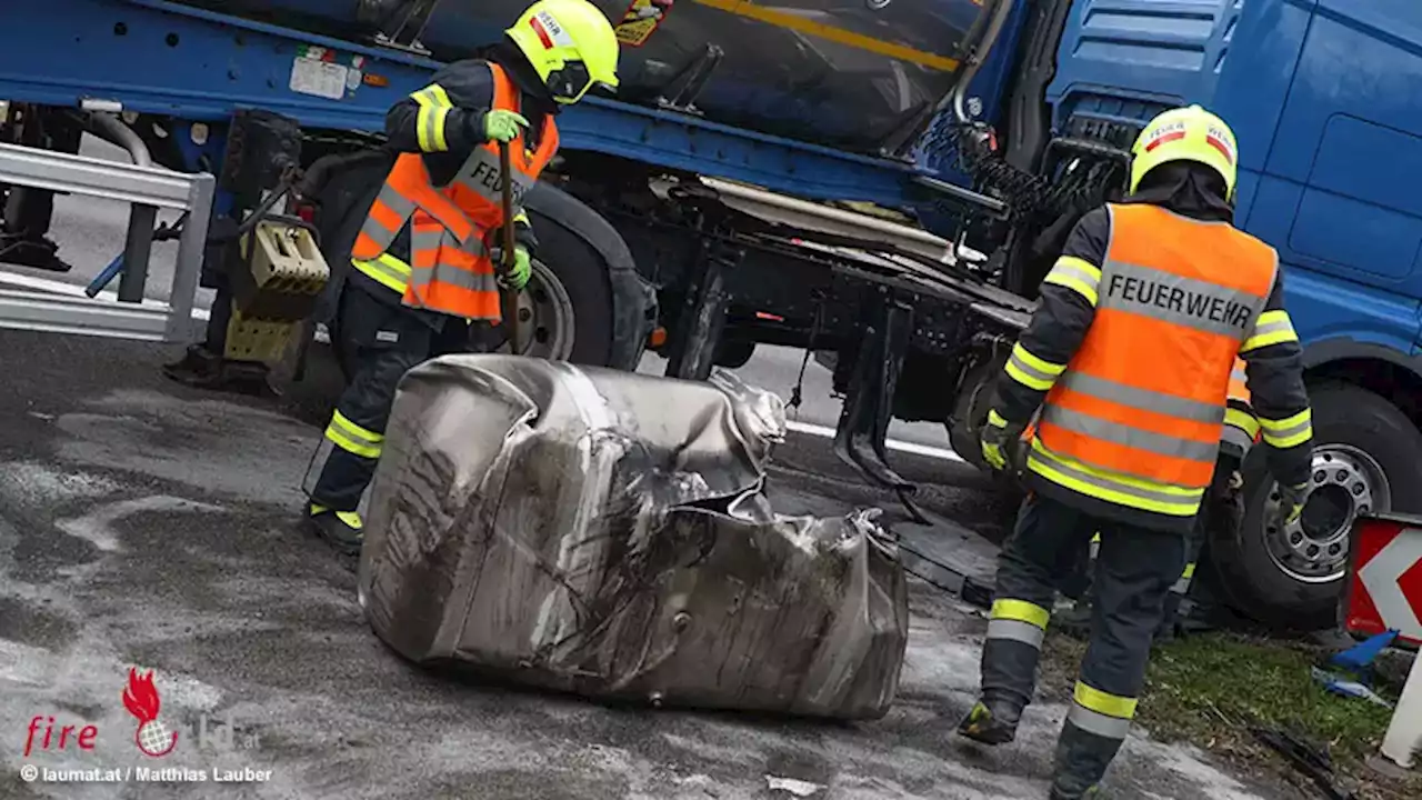 Oö: Lkw-Treibstofftank bei Unfall auf der A 25 abgerissen