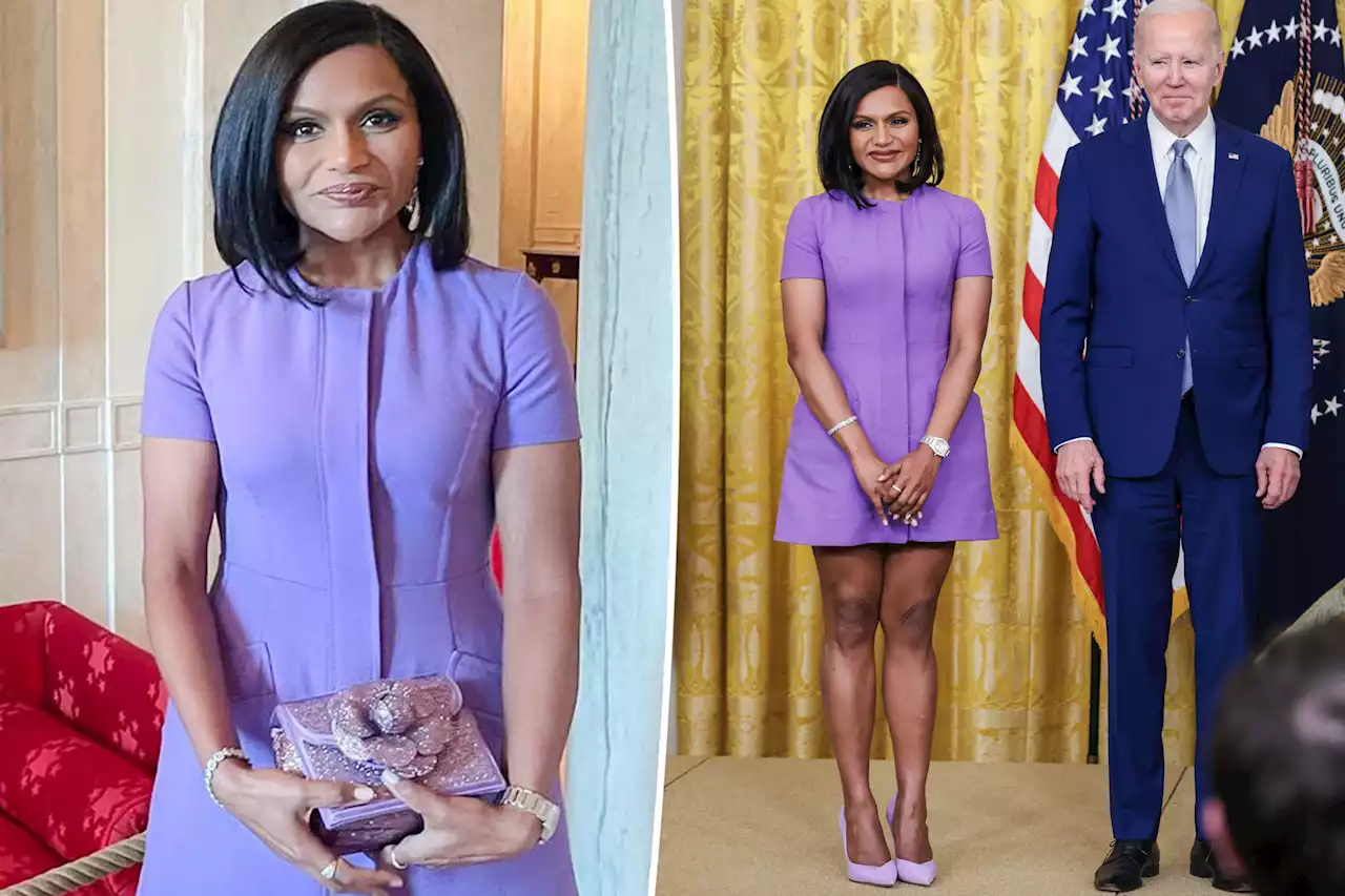 Mindy Kaling continues to show off weight loss in purple dress at White House