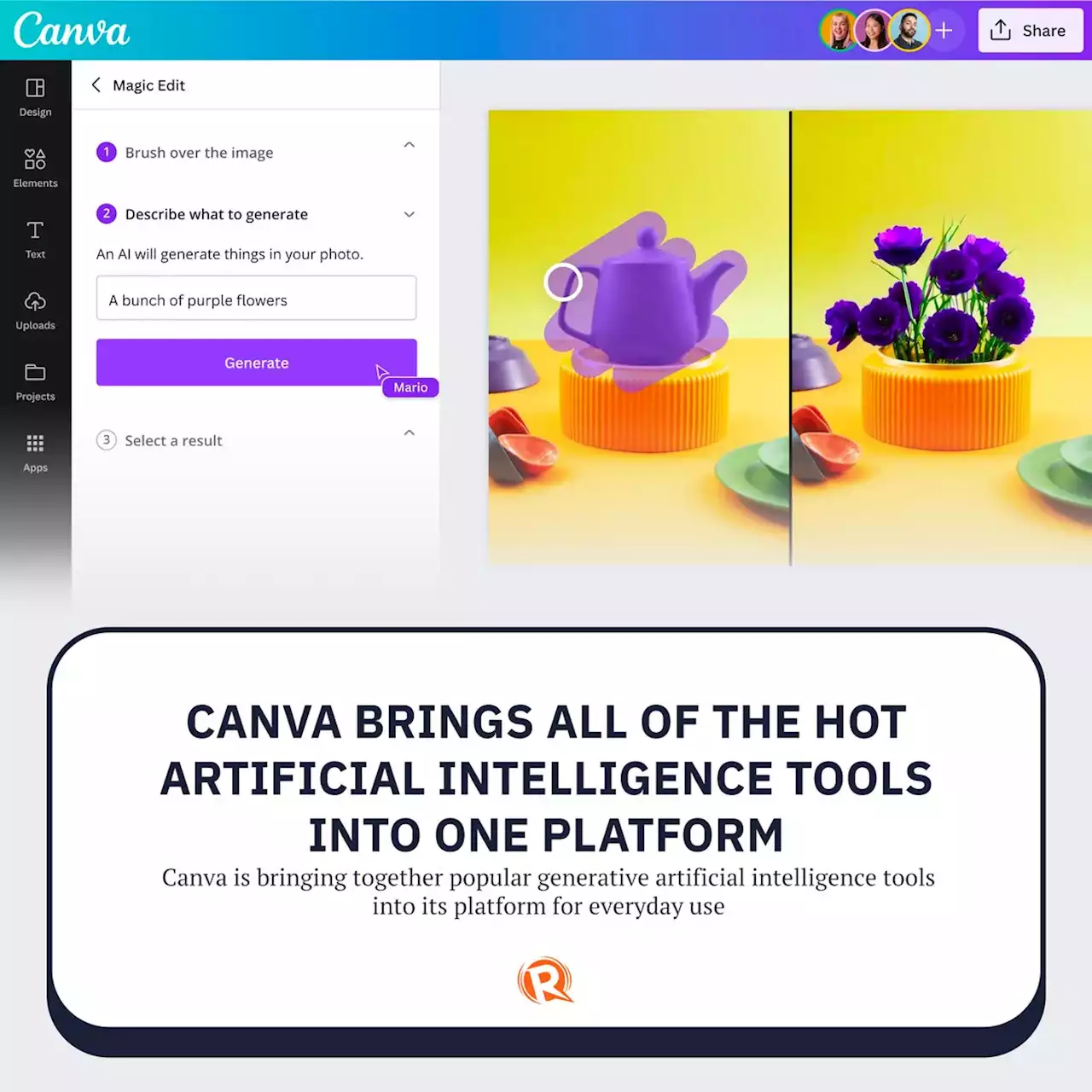 Canva brings all of the hot artificial intelligence tools into one platform