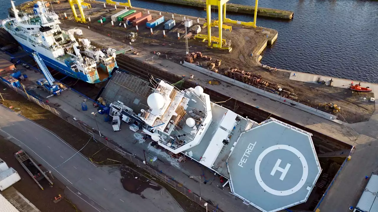 Seven people remain in hospital after research ship toppled in dry dock in Edinburgh