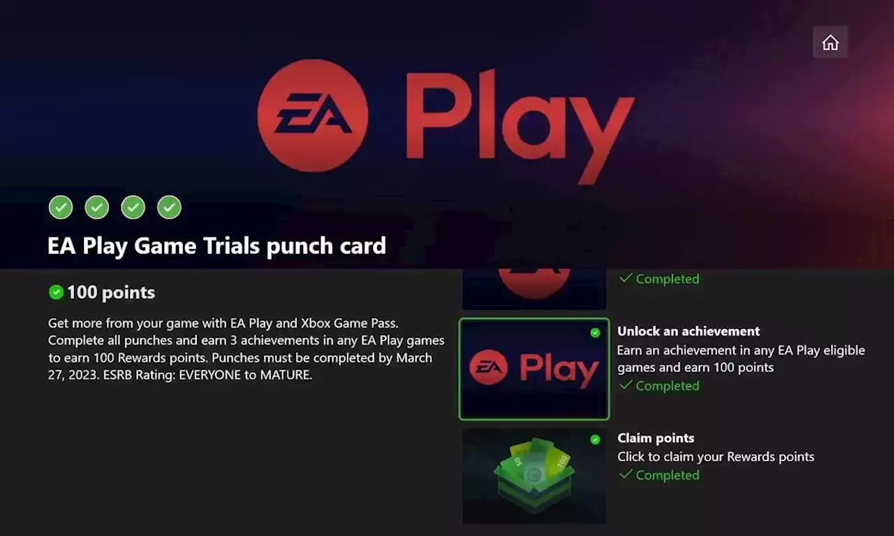 Xbox removes achievement requirement for EA Play punch card