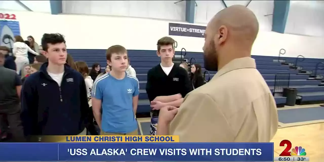 USS Alaska submarine crew visits Lumen Christi students