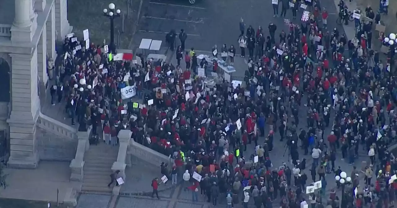 'It's disgusting that we have to be here': Teachers, students rally to demand gun reform at the state capitol