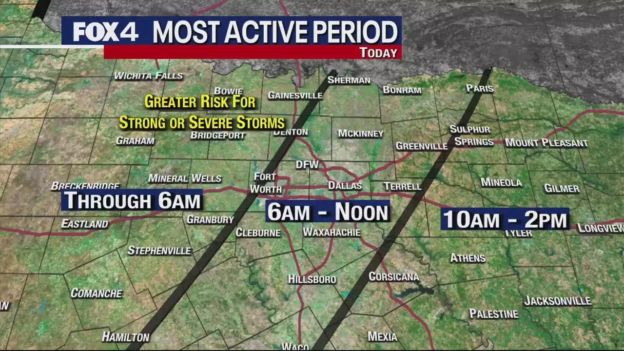 Line of storms moving through North Texas Friday morning