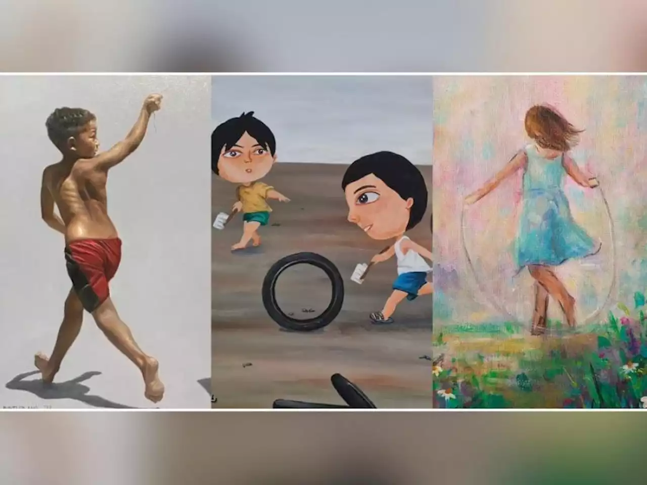 This art exhibit showcases traditional Filipino games