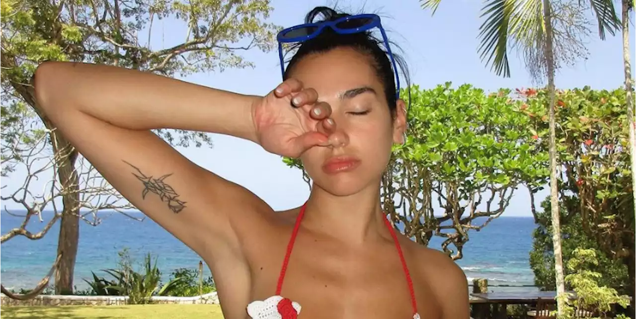 Dua Lipa Brings the Heat in a Hello Kitty Crochet Microkini