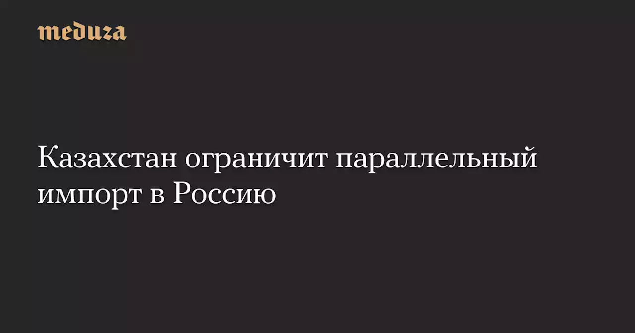 Казахстан ограничит параллельный импорт в Россию — Meduza