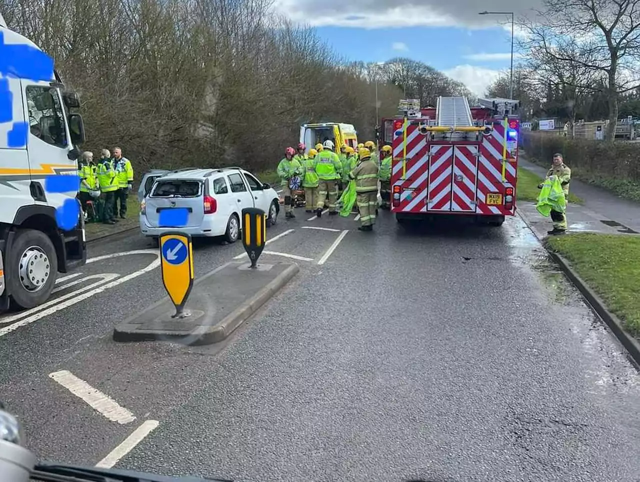 Emergency services called to crash involving two cars and HGV in Telford