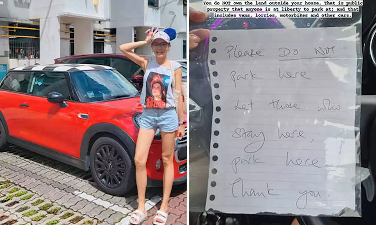 Jade Seah gets note for parking in private estate, calls out 'self-entitled' landed home owners