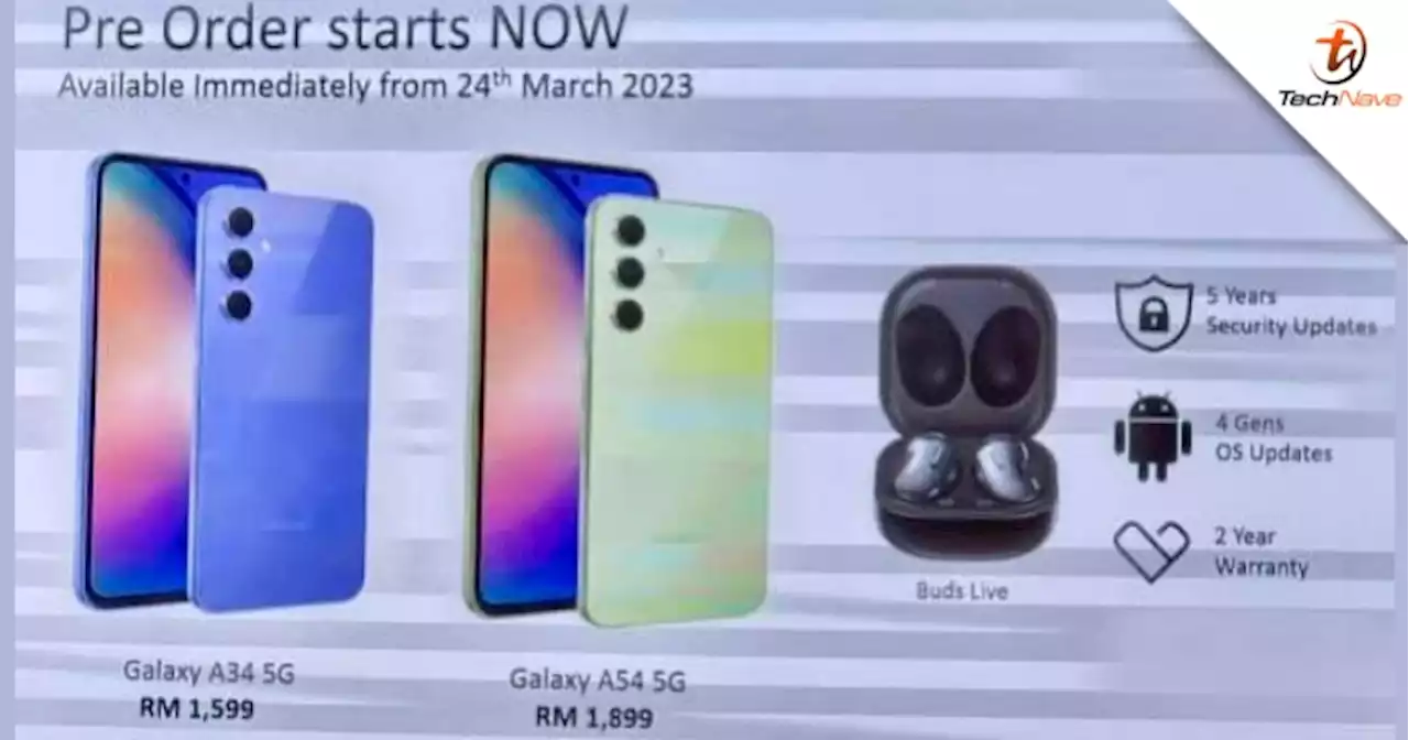 Samsung Galaxy A54 5G and Galaxy A34 5G Malaysia pre-order: From RM1599 with free Galaxy Buds Live and 2-year warranty | TechNave