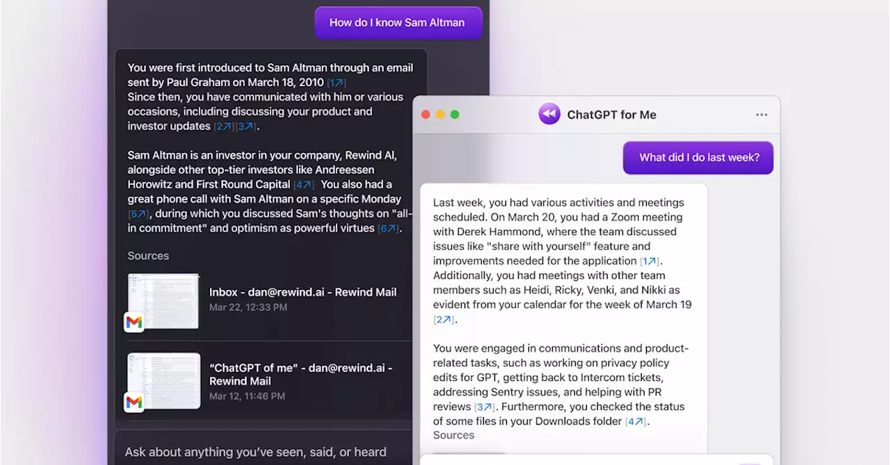 Rewind’s new feature brings ChatGPT to your personal information