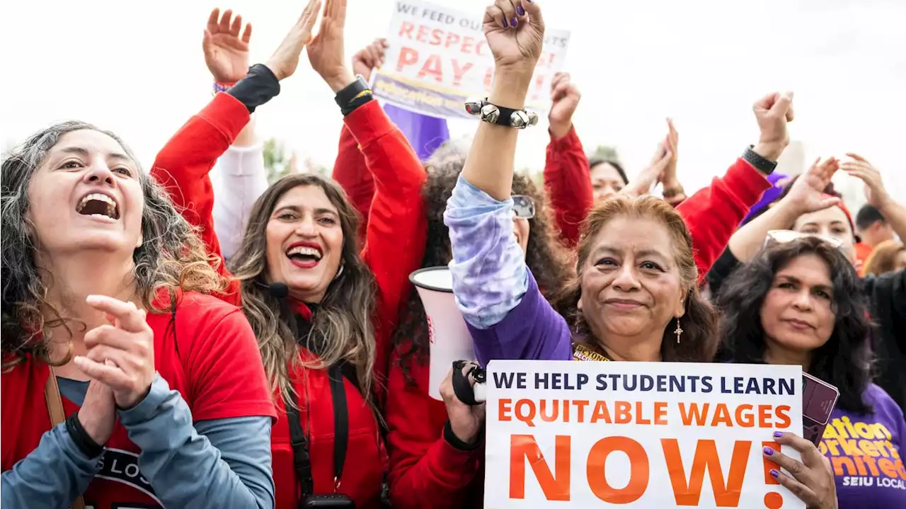 Striking workers score 30% pay hike in new deal with L.A. school district