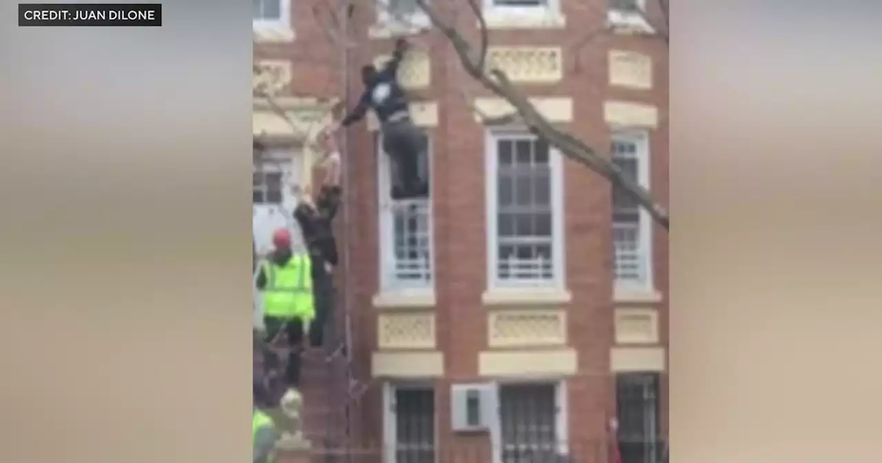 See it: Man scales burning Brooklyn row house to help rescue kids