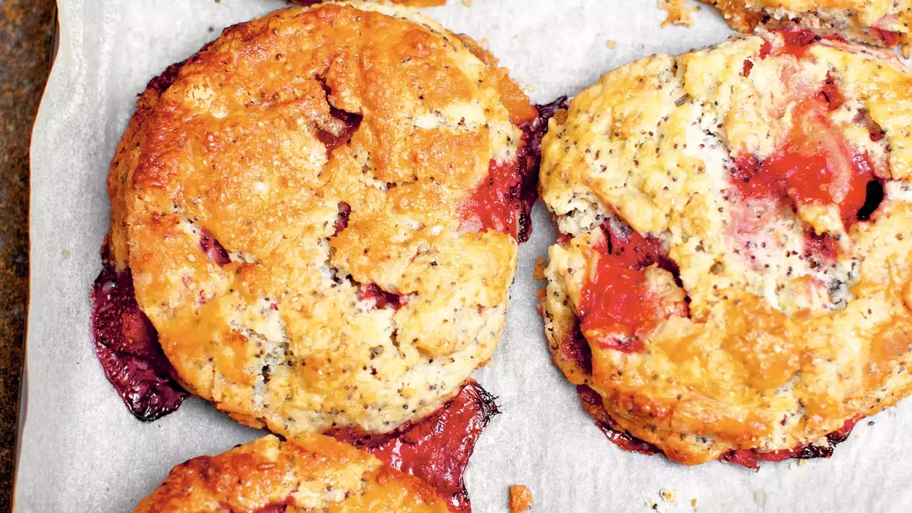 Strawberry, Ginger, and Poppy Seed Scones