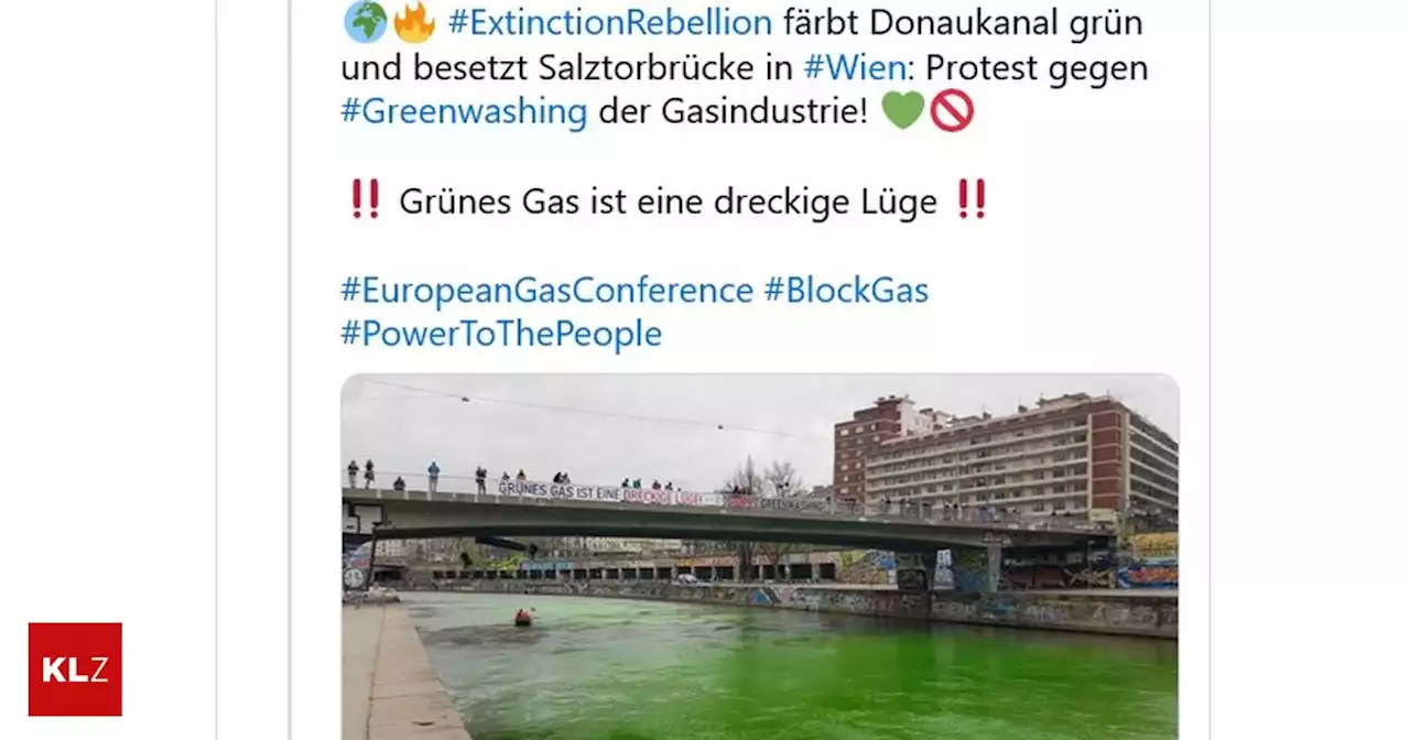 Proteste: Gas-Konferenz in Wien: Brücke blockiert, Donau eingefärbt | Kleine Zeitung