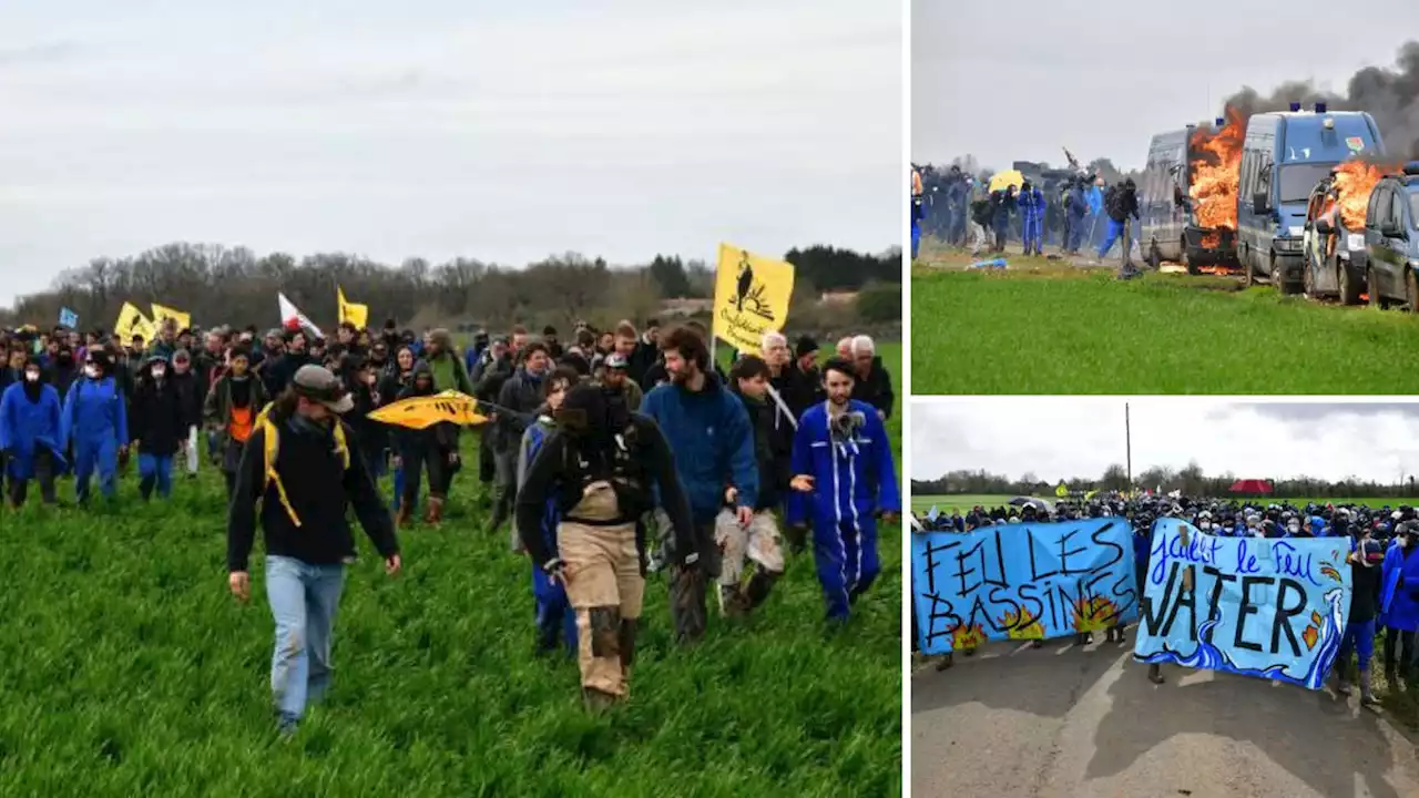 Demonstrator critical and 16 police officers injured as French police clash with reservoir protestors