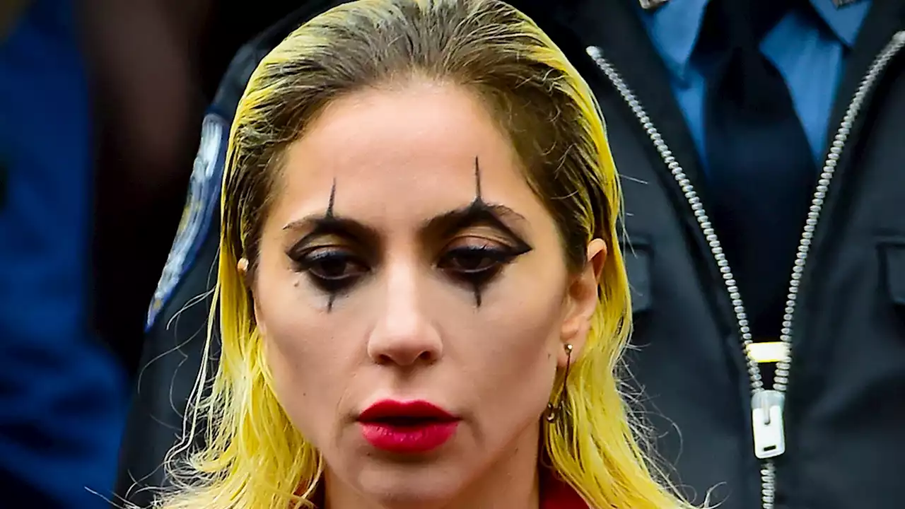 Lady Gaga in Full Costume & Makeup As Harley Quinn in 'Joker 2'