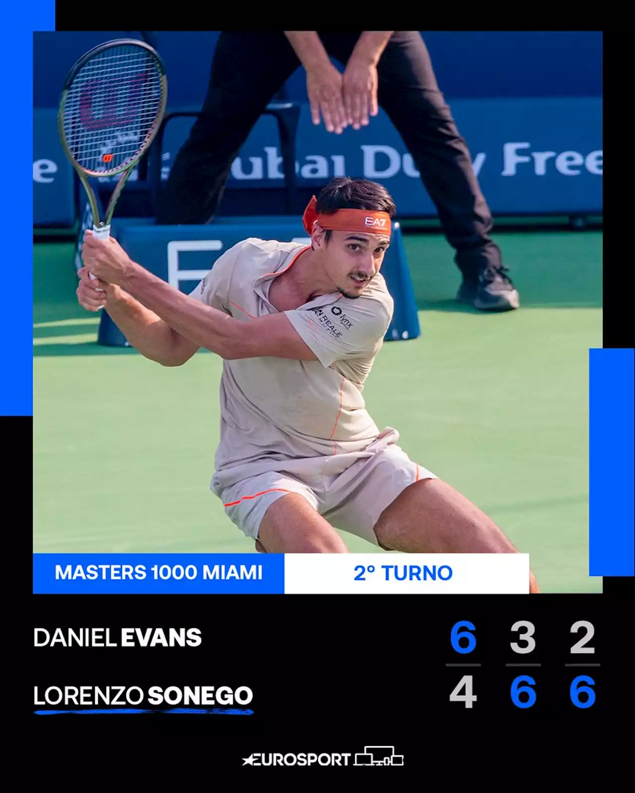 Tennis, Masters 1000 Miami - Lorenzo Sonego rimonta Evans (4-6 6-3 6-2) e si regala il terzo turno