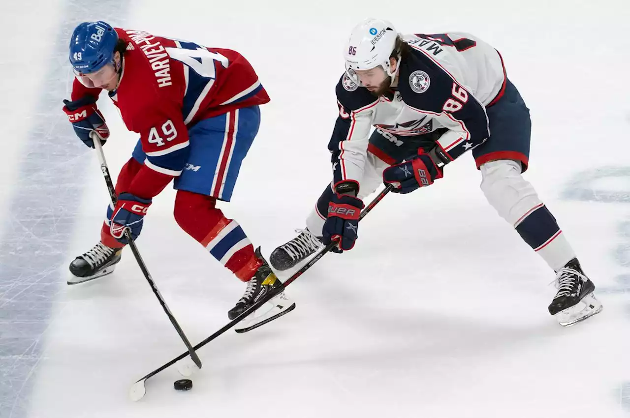 Rafael Harvey-Pinard scores 3, Canadiens beat Blue Jackets 8-2