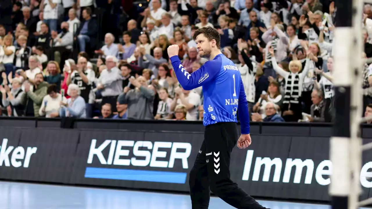 Handball: Niklas Landin vom THW Kiel stoppt Füchse Berlin