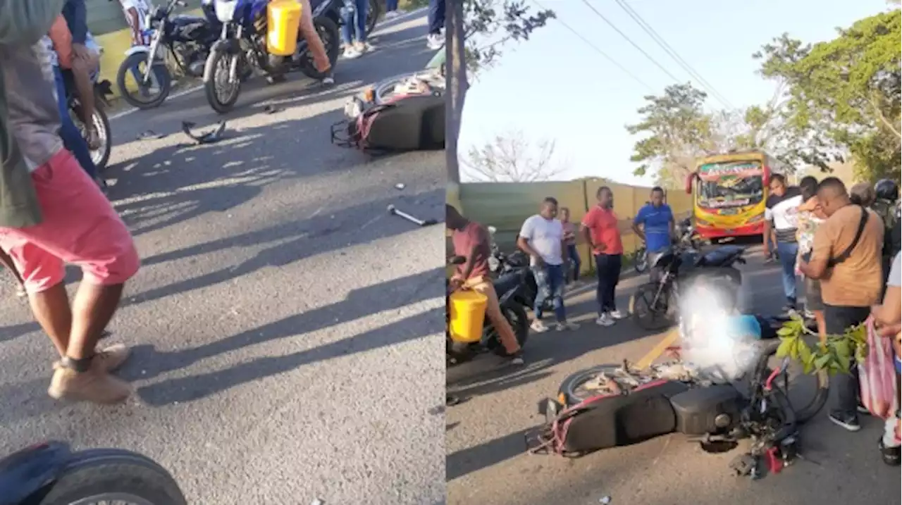 Motocicletas chocan de frente en vía Saco-Piojó: un muerto y un herido