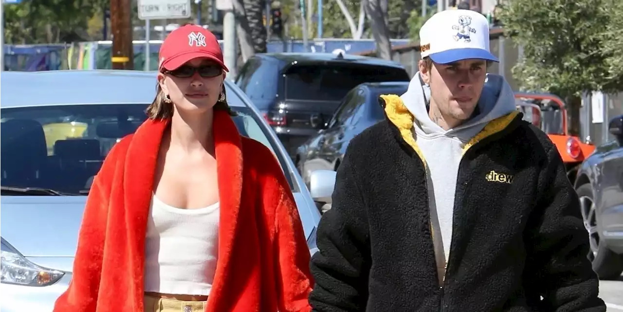 Hailey and Justin Bieber Coordinate in Fuzzy Coats for a PDA-Filled Lunch Date