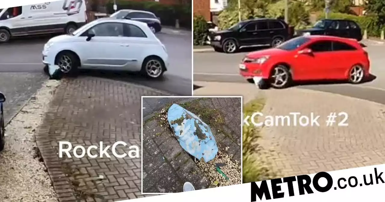 Man puts boulder on his drive to stop drivers cutting corner – and causes chaos